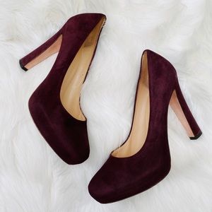 KATE SPADE Made in Italy Burgundy Suede Platform Pumps